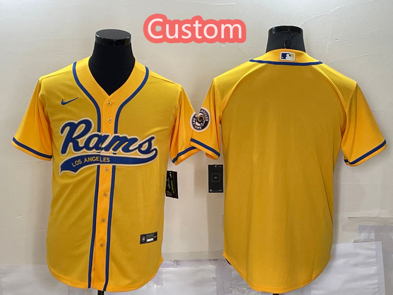 Custom Men's Los Angeles Rams Yellow Stitched Jersey Custom Men's Los Angeles Rams Yellow Stitched Jersey