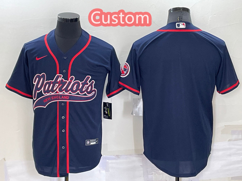 Custom Men's New England Patriots Navy Cool Base Stitched Baseball Jersey Custom Men's New England Patriots Navy Cool Base Stitched Baseball Jersey