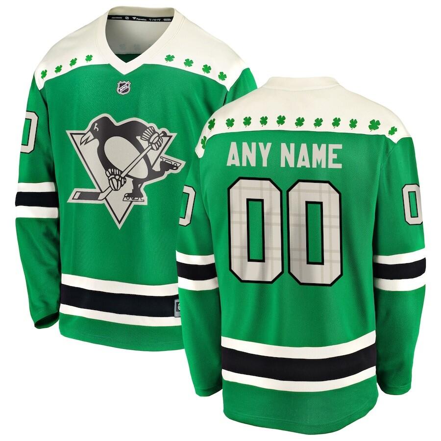 Custom Men's Pittsburgh Penguins Fanatics Branded Green 2021 St. Patrick's Day Breakaway Jersey Custom Men's Pittsburgh Penguins Fanatics Branded Green 2021 St. Patrick's Day Breakaway Jersey