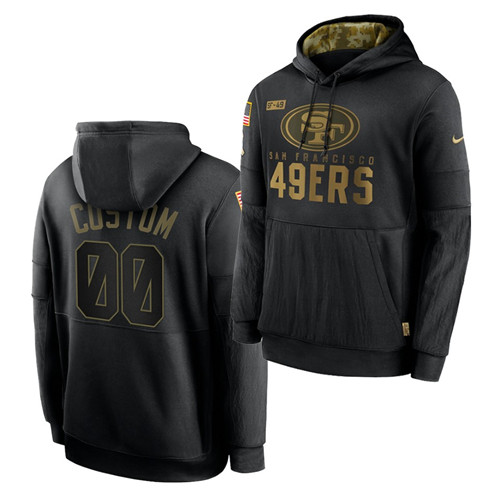 Custom Men's San Francisco 49ers 2020 Salute To Service Black Sideline Performance Pullover Hoodie Custom Men's San Francisco 49ers 2020 Salute To Service Black Sideline Performance Pullover Hoodie