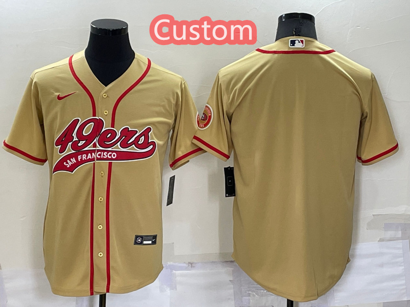Custom Men's San Francisco 49ers Gold Cool Base Stitched Baseball Jersey Custom Men's San Francisco 49ers Gold Cool Base Stitched Baseball Jersey
