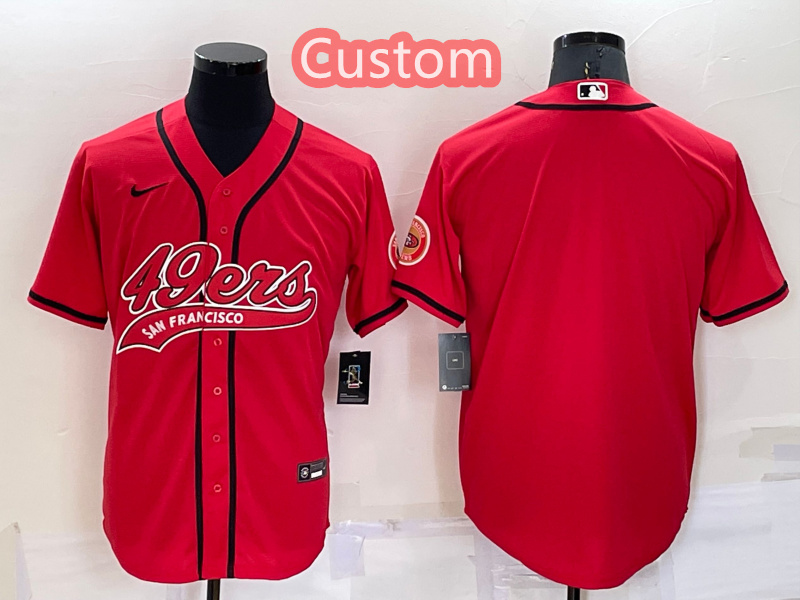 Custom Men's San Francisco 49ers Red Cool Base Stitched Baseball Jersey Custom Men's San Francisco 49ers Red Cool Base Stitched Baseball Jersey