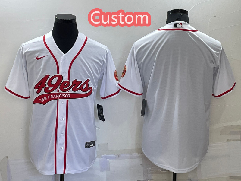 Custom Men's San Francisco 49ers White Cool Base Stitched Baseball Jersey Custom Men's San Francisco 49ers White Cool Base Stitched Baseball Jersey