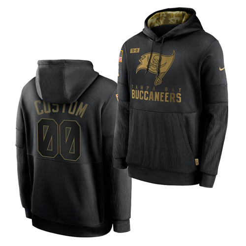 Custom Men's Tampa Bay Buccaneers 2020 Salute To Service Black Sideline Performance Pullover Hoodie