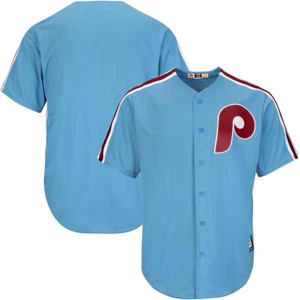Custom Philadelphia Phillies Light Blue Cooperstown Cool base Jersey Custom Philadelphia Phillies Light Blue Cooperstown Cool base Jersey