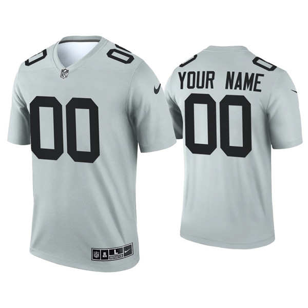 Custom Raiders Inverted Legend Silver Jersey Custom Raiders Inverted Legend Silver Jersey