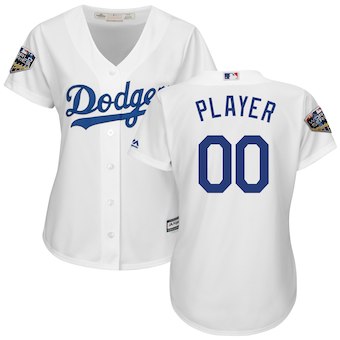 Custom Women's Los Angeles Dodgers White 2018 World Series Jersey Custom Women's Los Angeles Dodgers White 2018 World Series Jersey