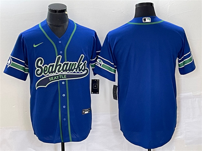 Customized Seattle Seahawks Royal Throwback Cool Base Stitched Baseball Jersey Customized Seattle Seahawks Royal Throwback Cool Base Stitched Baseball Jersey
