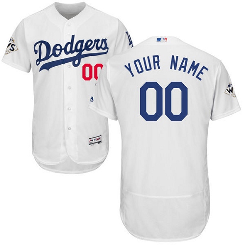 Customized Men's Los Angeles Dodgers White 2017 World Series Bound Flex Base MLB Alternate Jersey