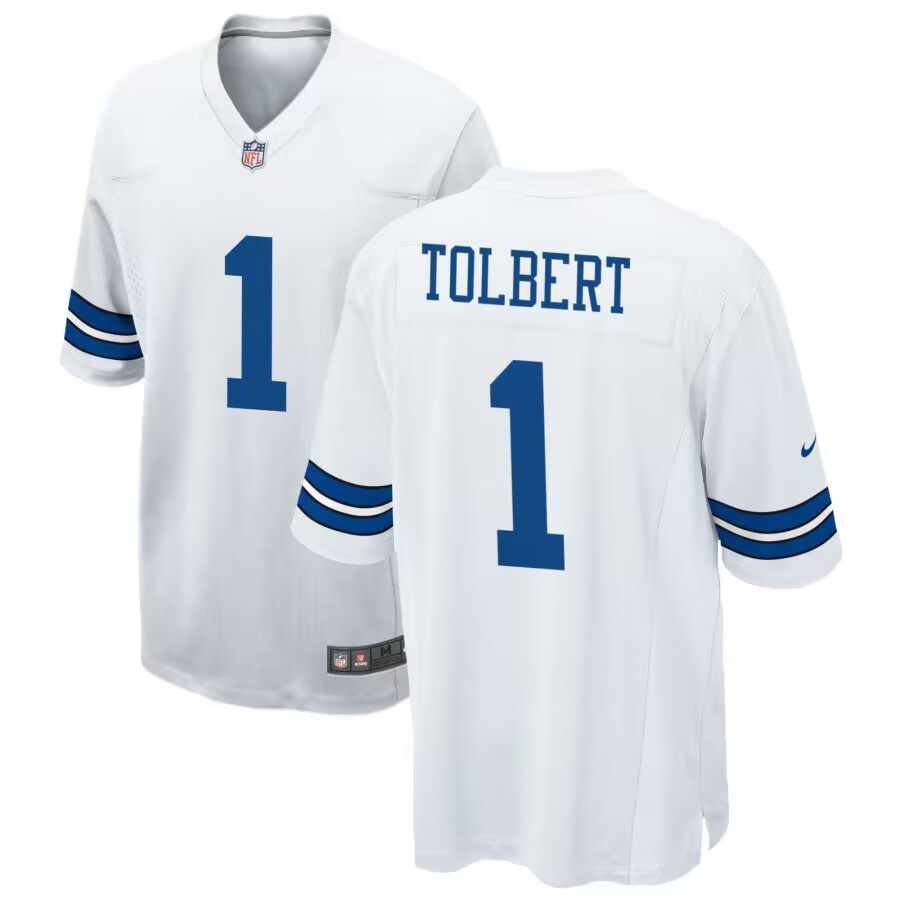 Dallas Cowboys #1 Jalen Tolbert White Vapor Limited Jersey Dallas Cowboys #1 Jalen Tolbert White Vapor Limited Jersey