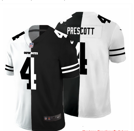 Dallas Cowboys #4 Dak Prescott Men's Black V White Peace Split Nike Vapor Untouchable Limited NFL Jersey
