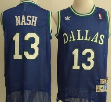 Dallas Mavericks 13 Steve Nash Blue Throwback M&N NBA Jerseys