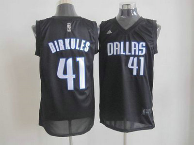 Dallas Mavericks 41 Dirk Nowitzki Dirkules Black Fashion Jersey