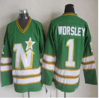 Dallas Stars #1 Gump Worsley Green CCM Throwback Stitched NHL Jersey