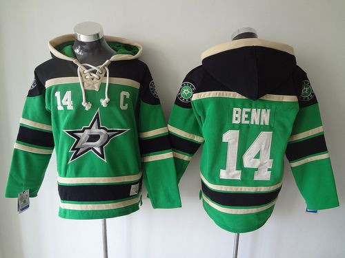 Dallas Stars #14 Jamie Benn Green Sawyer Hooded Sweatshirt Stitched NHL Jersey