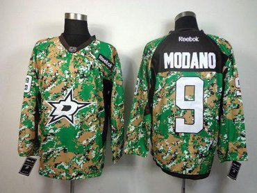 Dallas Stars #9 Mike Modano Camo Veterans Day Practice Stitched NHL Jersey