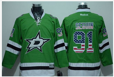Dallas Stars #91 Tyler Seguin Green USA Flag Fashion Stitched NHL Jersey