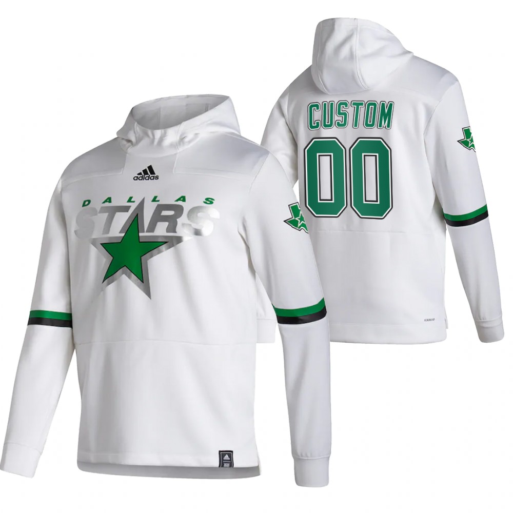 Dallas Stars Custom Adidas Reverse Retro Pullover Hoodie White