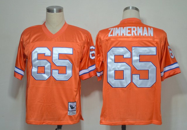 Danver Broncos 65 Zimmerman Throwback Orange Jerseys