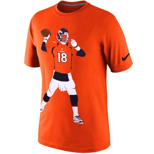 Denver Broncos #18 Peyton Manning Nike Silhouette T-Shirt Orange