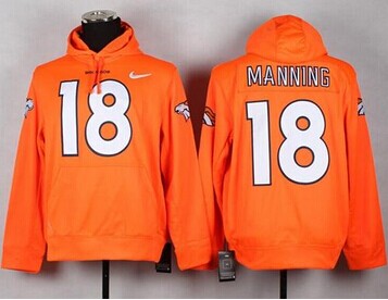 Denver Broncos #18 Peyton Manning Orange Pullover NFL Hoodie Denver Broncos #18 Peyton Manning Orange Pullover NFL Hoodie