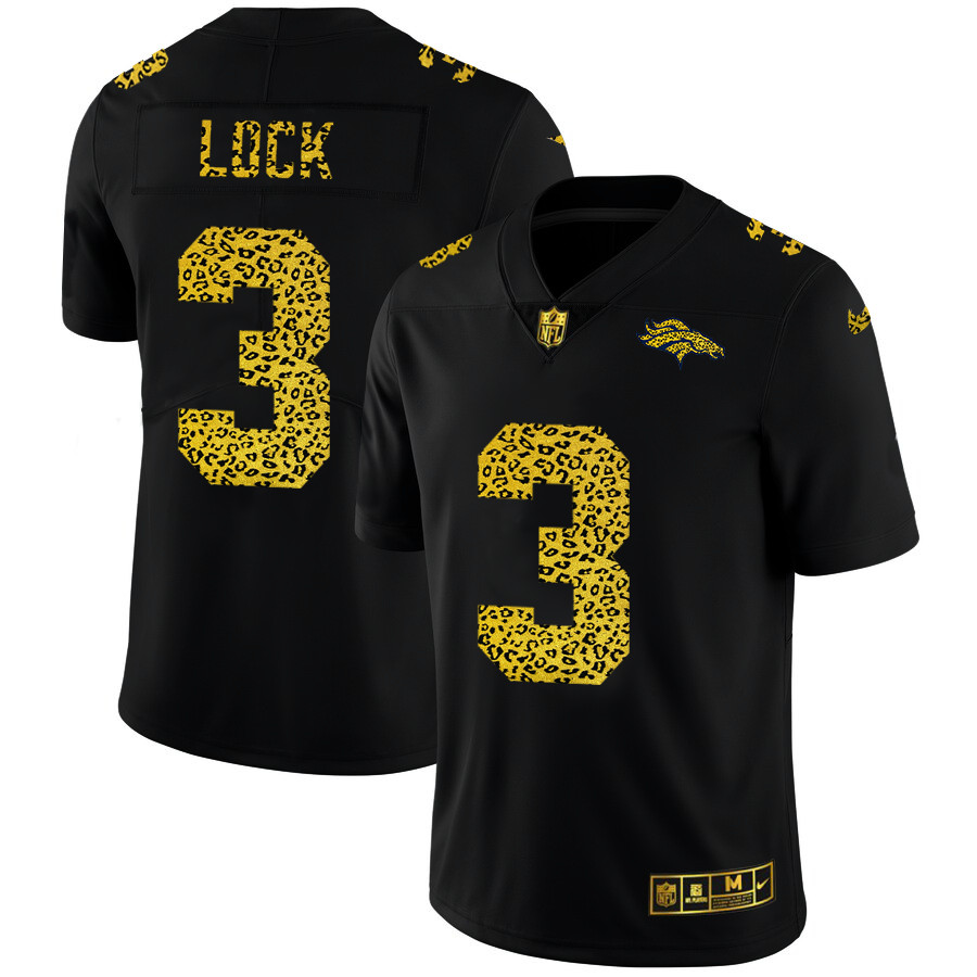 Denver Broncos #3 Drew Lock Men's Nike Leopard Print Fashion Vapor Limited NFL Jersey Black Denver Broncos #3 Drew Lock Men's Nike Leopard Print Fashion Vapor Limited NFL Jersey Black