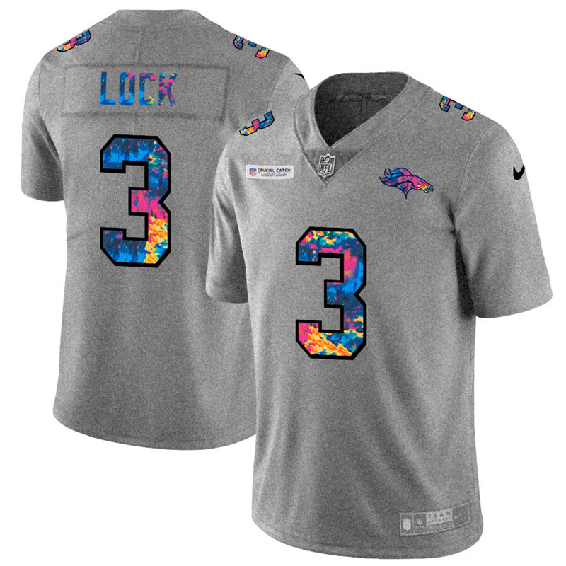 Denver Broncos #3 Drew Lock Men's Nike Multi-Color 2020 NFL Crucial Catch NFL Jersey Greyheather Denver Broncos #3 Drew Lock Men's Nike Multi-Color 2020 NFL Crucial Catch NFL Jersey Greyheather