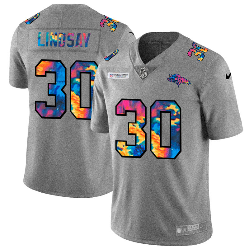 Denver Broncos #30 Phillip Lindsay Men's Nike Multi-Color 2020 NFL Crucial Catch NFL Jersey Greyheather Denver Broncos #30 Phillip Lindsay Men's Nike Multi-Color 2020 NFL Crucial Catch NFL Jersey Greyheather