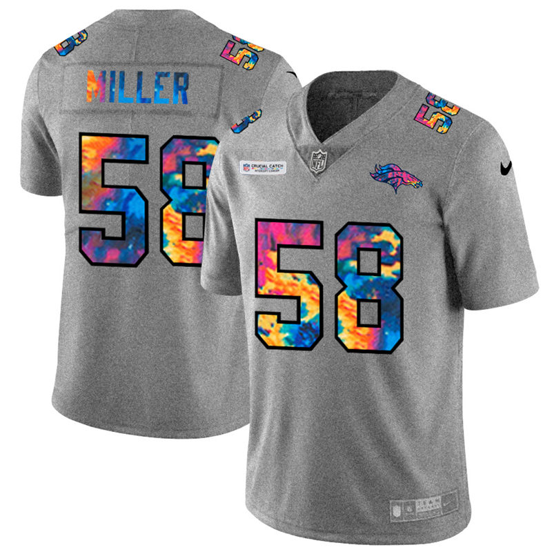 Denver Broncos #58 Von Miller Men's Nike Multi-Color 2020 NFL Crucial Catch NFL Jersey Greyheather Denver Broncos #58 Von Miller Men's Nike Multi-Color 2020 NFL Crucial Catch NFL Jersey Greyheather