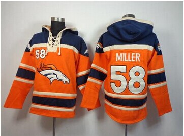 Denver Broncos #58 Von Miller Orange Sawyer Hooded Sweatshirt NFL Hoodie Denver Broncos #58 Von Miller Orange Sawyer Hooded Sweatshirt NFL Hoodie