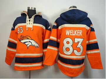 Denver Broncos #83 Wes Welker Blue-Orange Sawyer Hooded Sweatshirt Stitched Jersey