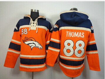 Denver Broncos #88 Demaryius Thomas Blue-Orange Sawyer Hooded Sweatshirt Stitched Jersey