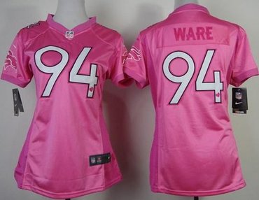 Denver Broncos #94 DeMarcus Ware Pink New Women's Be Luv'd NFL Elite Jersey