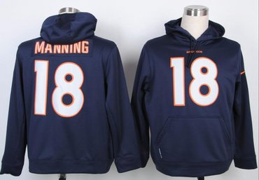 Denver Broncos 18 Peyton Manning Pullover Hoodie Navy Blue