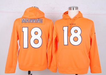 Denver Broncos 18 Peyton Manning Pullover Hoodie Navy Orange