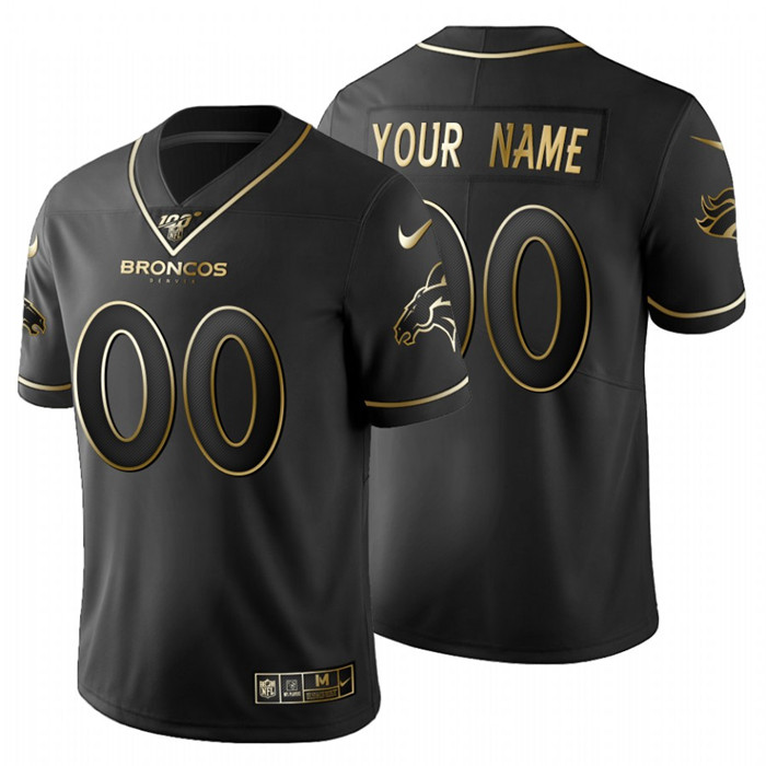 Denver Broncos Custom Men's Nike Black Golden Limited NFL 100 Jersey Denver Broncos Custom Men's Nike Black Golden Limited NFL 100 Jersey