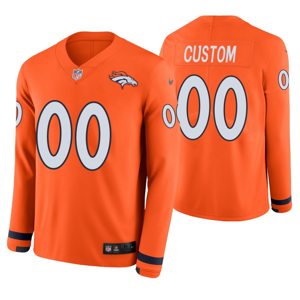 Denver Broncos Custom Orange Therma Long Sleeve Jersey Denver Broncos Custom Orange Therma Long Sleeve Jersey
