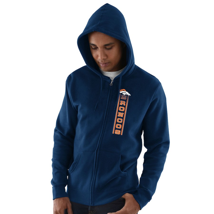 Denver Broncos Hook And Ladder Full Zip Hoodie Navy Denver Broncos Hook And Ladder Full Zip Hoodie Navy