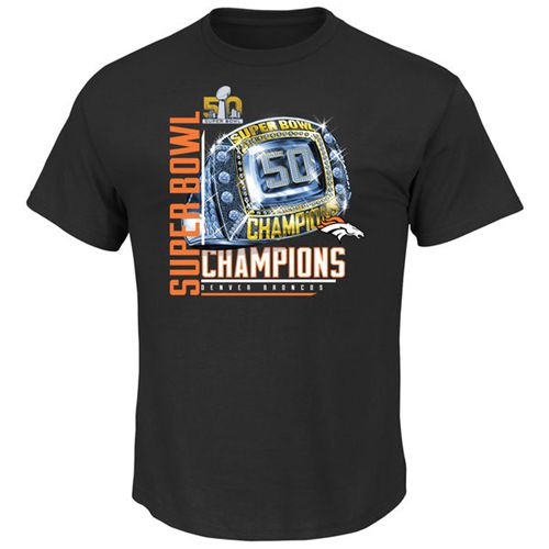 Denver Broncos Majestic Big & Tall Super Bowl 50 Champions Victory Bling VIII T-Shirt Black Denver Broncos Majestic Big & Tall Super Bowl 50 Champions Victory Bling VIII T-Shirt Black