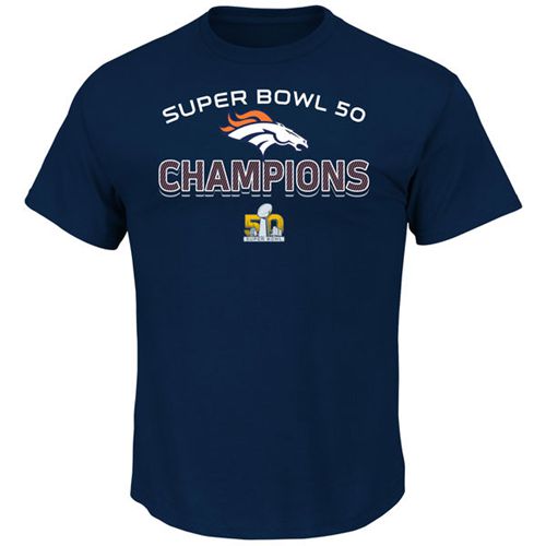 Denver Broncos Majestic Super Bowl 50 Champions Beyond Victory T-Shirt Navy Denver Broncos Majestic Super Bowl 50 Champions Beyond Victory T-Shirt Navy