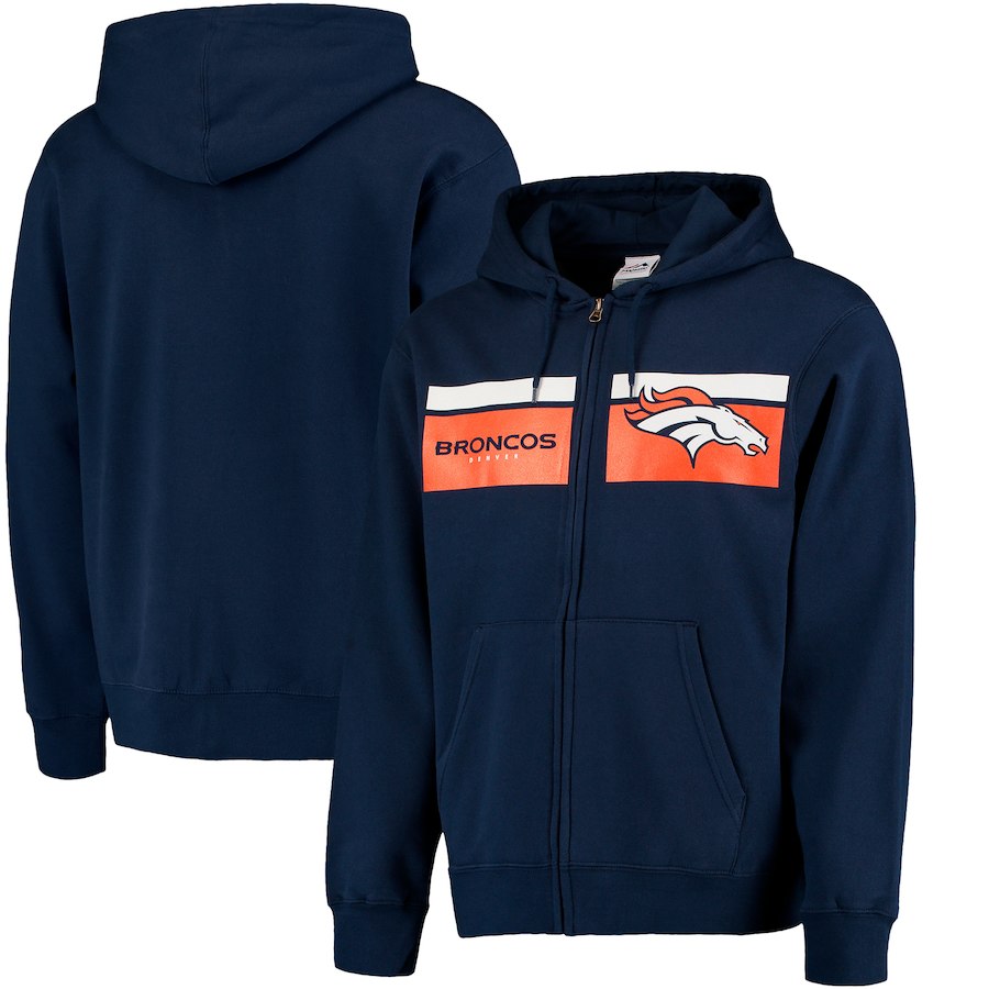 Denver Broncos Majestic Touchback Full Zip Hoodie Navy Denver Broncos Majestic Touchback Full Zip Hoodie Navy