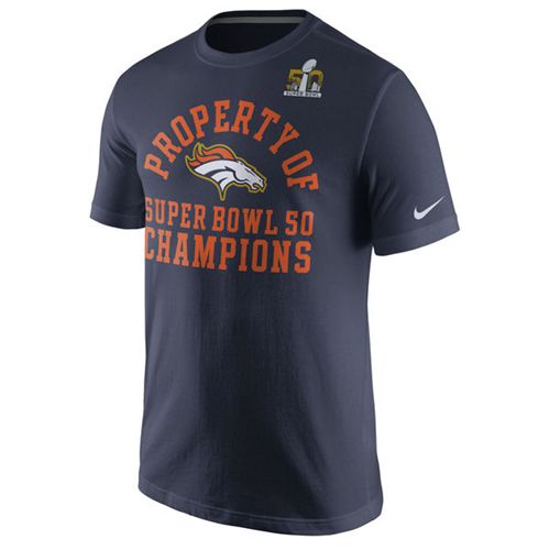 Denver Broncos Nike Celebration Property of Super Bowl 50 Champions T-Shirt Navy Denver Broncos Nike Celebration Property of Super Bowl 50 Champions T-Shirt Navy
