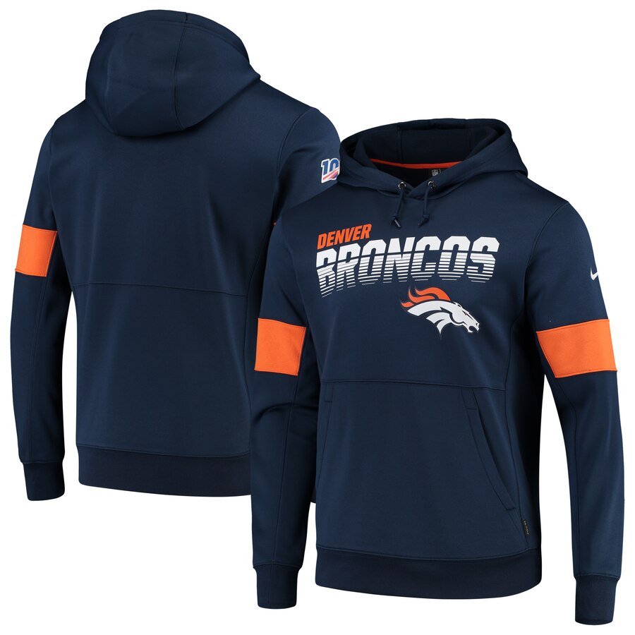 Denver Broncos Nike Sideline Team Logo Performance Pullover Hoodie Navy Denver Broncos Nike Sideline Team Logo Performance Pullover Hoodie Navy