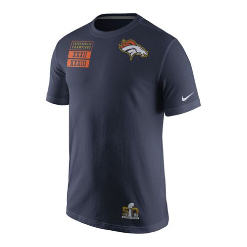 Denver Broncos Nike Super Bowl 50 Champions 3-Time Champs T-Shirt Navy Denver Broncos Nike Super Bowl 50 Champions 3-Time Champs T-Shirt Navy