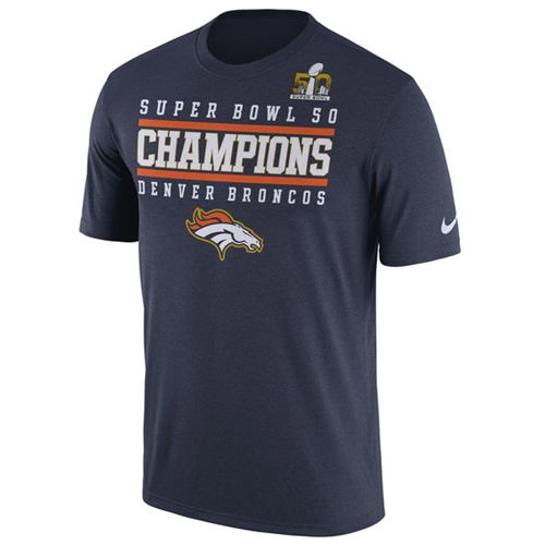 Denver Broncos Nike Super Bowl 50 Champions Celebration Legend Performance T-Shirt Navy Denver Broncos Nike Super Bowl 50 Champions Celebration Legend Performance T-Shirt Navy