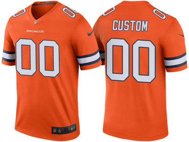 Men's Denver Broncos Orange Custom Color Rush Legend Jersey Men's Denver Broncos Orange Custom Color Rush Legend Jersey