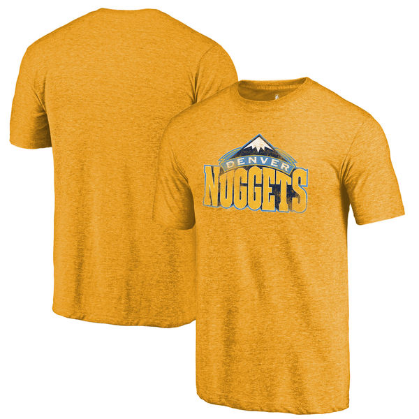 Denver Nuggets Fanatics Branded Gold Distressed Logo Tri-Blend T-Shirt Denver Nuggets Fanatics Branded Gold Distressed Logo Tri-Blend T-Shirt