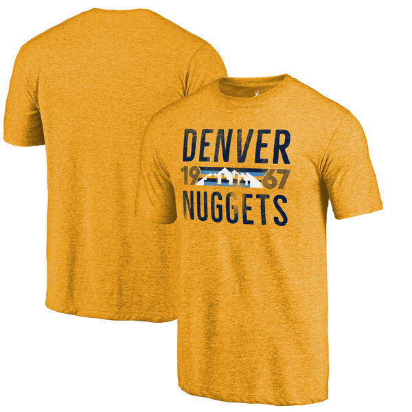 Denver Nuggets Fanatics Branded Gold Mountain Range Hometown Collection Tri-Blend T-Shirt Denver Nuggets Fanatics Branded Gold Mountain Range Hometown Collection Tri-Blend T-Shirt