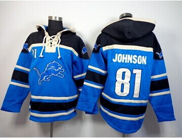 Detroit Lions #81 Calvin Johnson Blue Sawyer Hooded Sweatshirt NFL Hoodie Detroit Lions #81 Calvin Johnson Blue Sawyer Hooded Sweatshirt NFL Hoodie