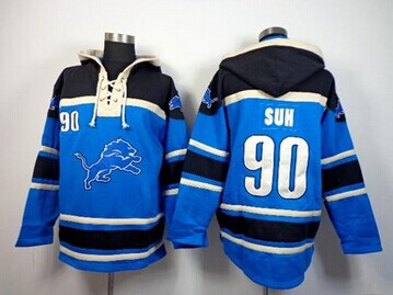 Detroit Lions #90 Ndamukong Suh Blue Sawyer Hooded Sweatshirt NFL Hoodie Detroit Lions #90 Ndamukong Suh Blue Sawyer Hooded Sweatshirt NFL Hoodie